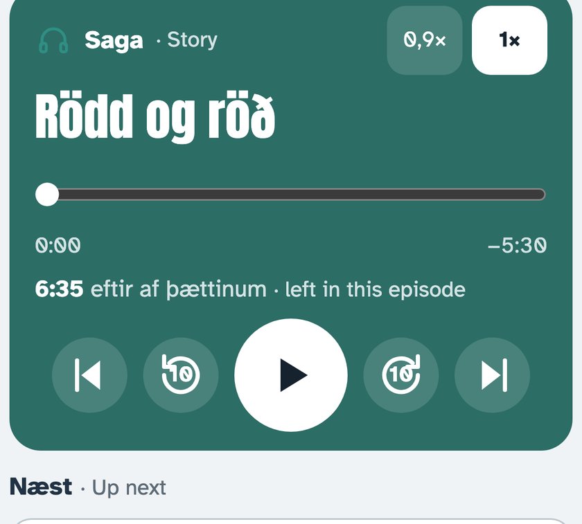 The story player, with play and skip buttons