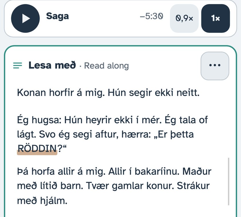 Story text with the sentence being read highlighted