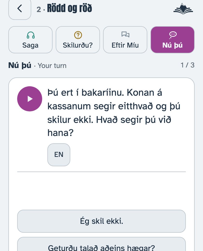A situation from the episode, with phrases to choose from